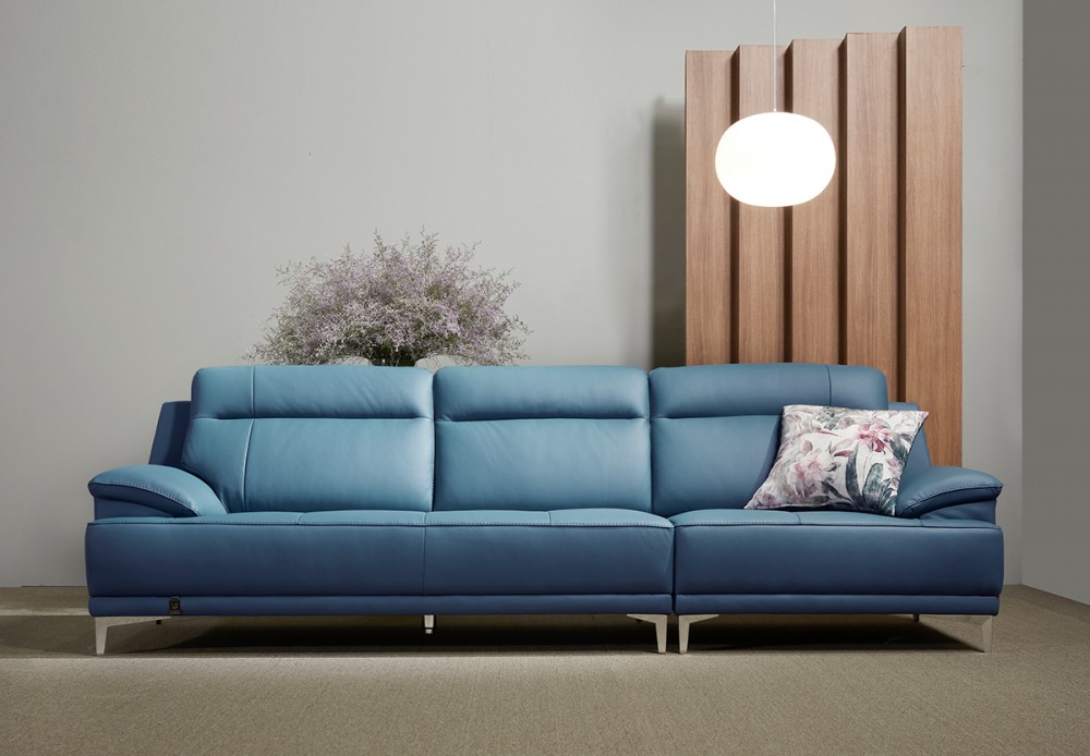 다우닝 더스틴 3.5인+1인 전체 천연가죽 소파 (색상:아쿠아블루)