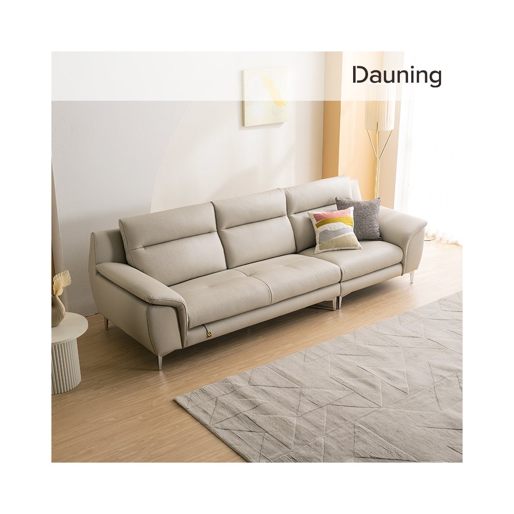 다우닝 헤드윅 4인 전체 통가죽 소파 (색상:크림)