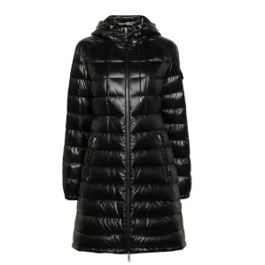 [몽클레어] 1A00007 595ZZ 999 AMINTORE 아민토레 로고 패치 다운 롱 후드 패딩 블랙 여성 자켓