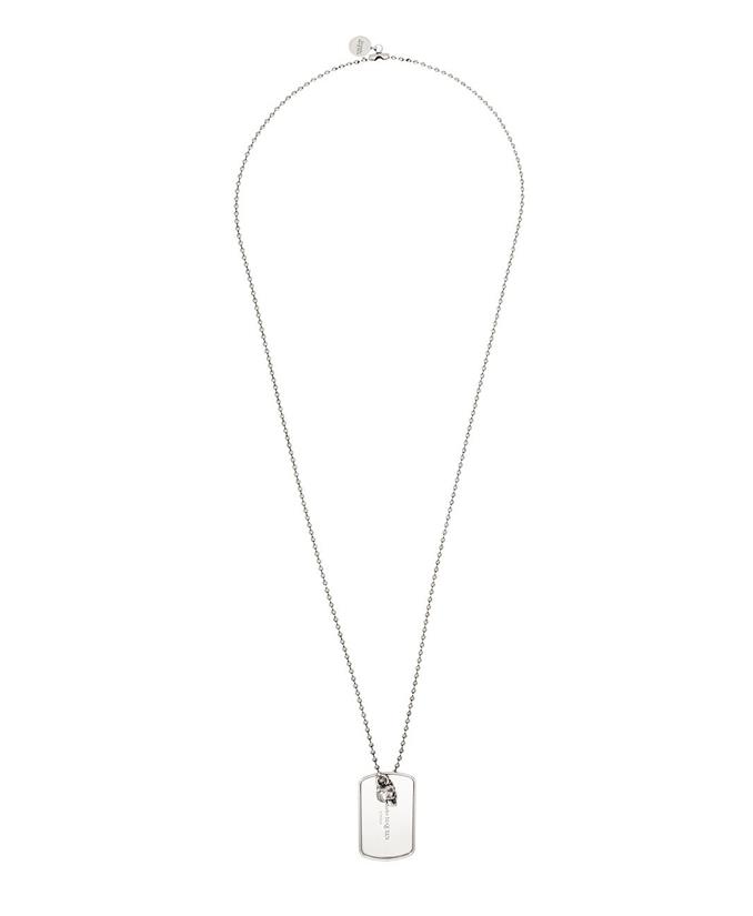 [알렉산더 맥퀸] 585475 J160Y 0446 아이덴티티 태그 스컬 참 네크리스 실버 목걸이
