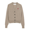 [아미] BFFKC111.KN0025 271 하트자수 브이넥 가디건 베이지 클레어 여성 자켓