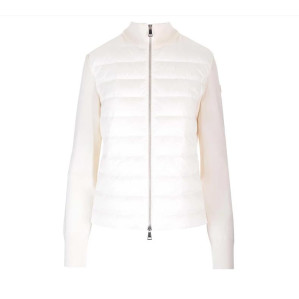 [몽클레어] 9B00025 M1131 030 로고 패치 니트 다운 믹스 집업 아이보리 여성 자켓